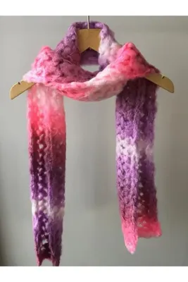 Mora Örgü Mora Knit Atkı El Örgüsü Neonlu Atkı