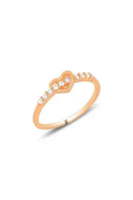 Söğütlü Silver Gümüş Rose Zirkon Taşlı Kalp Modeli Ayarlamalı Yüzük Sgtl12165rose