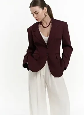 MAI STUDIOS CO. Volda Yaka Detay Bordo Blazer