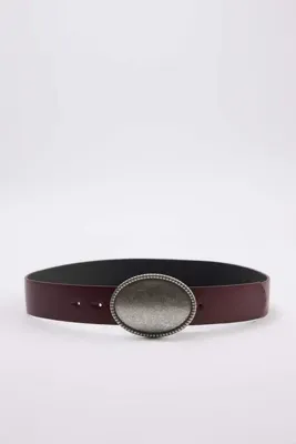 TRENDYOL SHOES Bordo Oval Tokalı Kadın Kemer TEDAW24KE00002