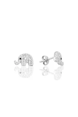 Söğütlü Silver Gümüş rodyumlu zirkon taşlı fil küpe SGTL10801RODAJ