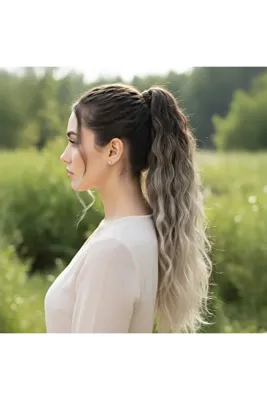 Genel Markalar Lastik Tokalı At Kuyruğu Kabarık Afro Dalgalı / Kumral / Beyaz Platin Ombre