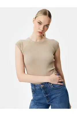 Koton Kap Kol Bisiklet Yaka Tişört Pamuklu Ribanalı Slim Fit