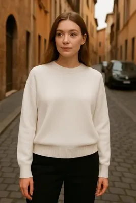 Wega Moda Düz Biskilet Yaka Basic Triko Kazak - Günlük Rahat ve Konforlu - Yumuşak Dokulu Bisiklet Yaka