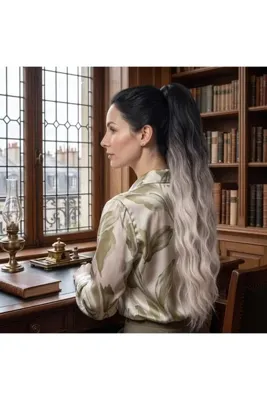 Genel Markalar Tokalı Protein Fiber Sentetik At Kuyruğu / Koyu Kumral Platin Ombre