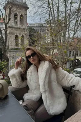 mylove Luxury Suni Kürk Krem