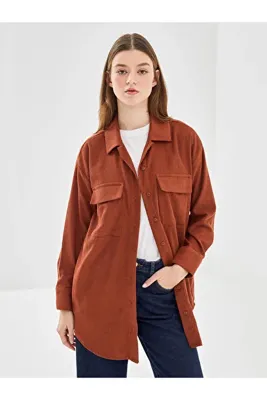 LC Waikiki Lcwk Oversize Kadife Kadın Gömlek Tunik