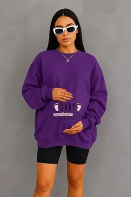 DM DOLCE MORE 3 İPLİK PENYE BABY LOADİNG BASKILI HAMİLE SWEATSHIRT JQ5