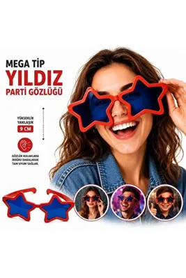 EGE YAPI Mega Tip Yıldız Parti Gözlüğü Kırmızı Renk
