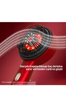 Lusso Cosmetics Bakim Yağı Hazneli Saç Masaj Taraği Microcurrent Kırmızı Işık Saç Dökülme Güçlendirme Tarağı