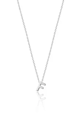 Söğütlü Silver Gümüş Rodyumlu Üç Boyutlu Minimal F Harf Kolye Sgtl11181f