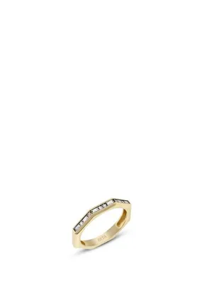 Rita Fine Jewelry Baguette Diagonal Taşlı 14 Ayar Sarı Altın Kadın Yüzük