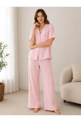 Pijamask Kadın Kısa Kollu Pamuklu Pijama Takım