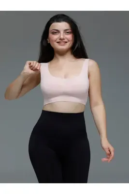 MİSTİRİK Parabita Model Yumuşak Kumaşlı Lazer Kesim Iz Yapmaz Pedli Model Dikişsiz Büstiyer Pembe Renk