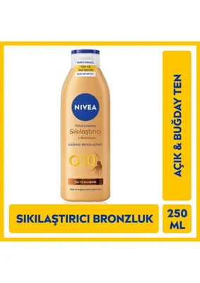 Nivea NIVEA Q10 Güneşsiz Bronzlaştırıcı Vücut Losyonu 250ml, Sıkılaştırıcı, 7 Günde Sıkı Bronz Cilt, Açık Buğday Ten