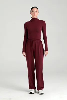 SHEISMONO Ultra Soft Bağcıklı Pantolon Bordo