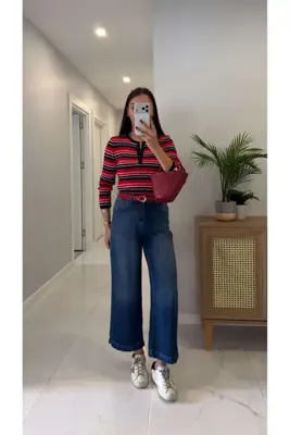 BİRCANÇİL Niolsa Lacivert Kemerli Jean