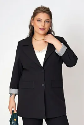 Büyük Moda KIVRIK KOLLU BLAZER CEKET