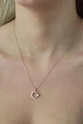 Nereze Kadın Rose Ayyıldız 925 Ayar Gümüş Kolye