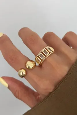 Lavian Accessories 2’li Baget Taş Detaylı Dio Yüzük Seti