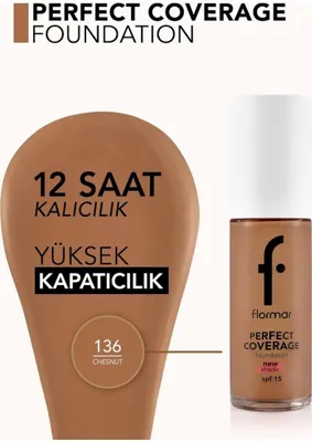 Str Store Perfect Coverage Yoğun Kapatıcı Su Bazlı Fondöten (Sıcak Alt Ton) -136 Chesnut -8682536070652