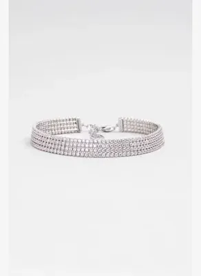 So Chic Dört Sıra Su Yolu 18 Ayar Beyaz Altın Kaplama 19 Cm Gümüş Bileklik