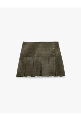 Koton Normal Regular Fit Düğmeli Pileli Mini Şort Etek