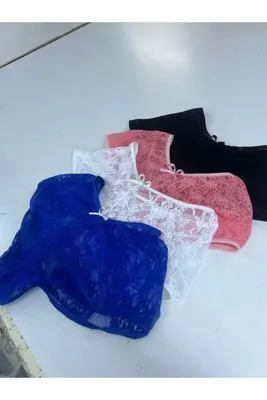 EZRA DANTEL KÜLOT 4 ADET  (SİYAH /BEYAZ/PEMBE/SAKS MAVİ)