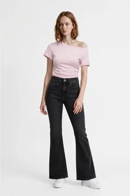 HAKKE Yüksek Bel Comfort/Esnek Flare JEAN PANTOLON
