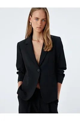 Koton Klasik Blazer Ceket 3/4 Kol Kruvaze Cepli Regular Fit
