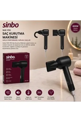 TTT Sinbo Saç Kurutma Makinesi - Siyah Renk - Sessiz Çalışma Özelliği