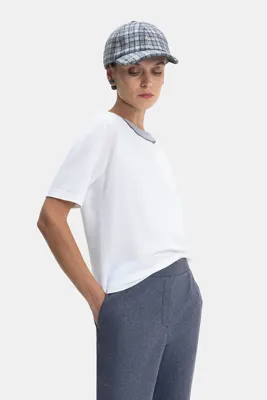 Vakko by Gran Sasso EKRU KISA KOLLU T-SHIRT