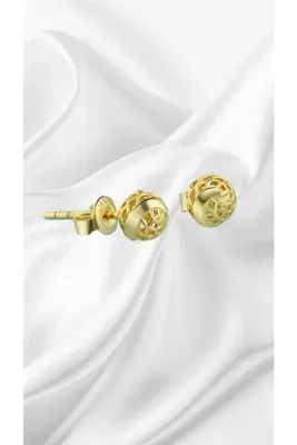 jelux silver 925 Ayar Gümüş 5 Mm Pervane Model Füzyon Çivili Gold Top Küpe