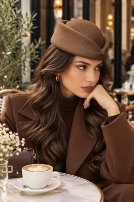 laviyonsa Velora hostes model yün açık kahverengi Pillbox Pinterest şapka 52 cm