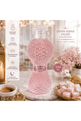 koku bahçesi 350 ML Cam Şişe Japon Kiraz Çiçeği Kolonyası – Dekoratif Hediyelik Bayram ve Misafir Kolonyası