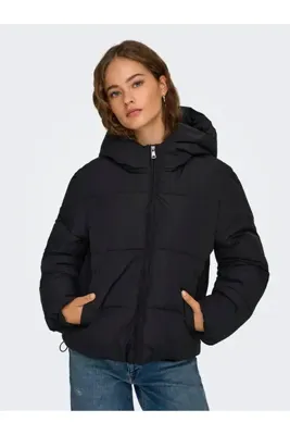 ONLY Kadın Kapüşonlu Kısa Puffer Ceket - Juta
