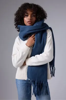 LA SEFA Yumuşak Dokulu Puffy Şaçaklı Şal Atkı - Trend Kalın Kışlık Mode 50cmx210cm
