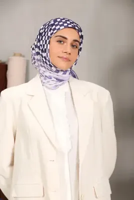 Modakaşmir Puantiye Desenli Soft Pamuk Eşarp Lila