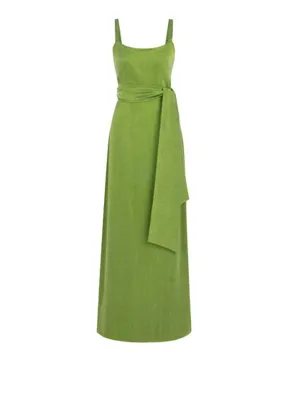 Feel The Lotus Laura Lime Green Askılı Kadın Uzun Elbise