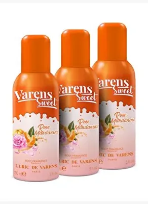 ULRIC de VARENS Varens Sweet Rose Mandarine Çiçeksi Meyvemsi Kadın Body Fragrance Deodorant Set 3x150 ML
