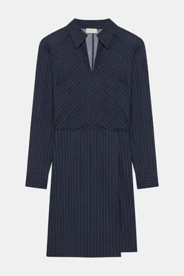 W Collection LACİVERT ÇİZGİLİ ELBİSE