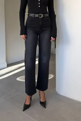 MAGARDE LUNA KEMERLİ WİDE LEG JEAN- FÜME