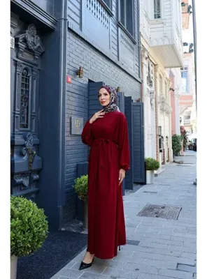 Kadeem Giyim Balon kol lastikli standart elbise