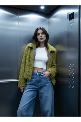 Ceylen Premium Saçaklı Fermuarlı Oversize Kadın Tasarım Astarlı Ceket
