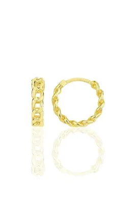Söğütlü Silver Gümüş Altın Yaldızlı Zincir Modeli Halka Küpe Sgtl11714gold