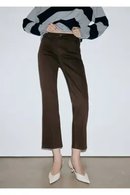 MANGO Woman Sienna flare crop jean pantolon