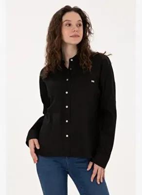 U.S. Polo Assn. Kadın Siyah Uzun Kollu Gömlek 50316377-VR046
