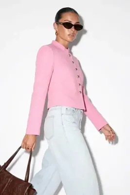 Drop by TrendyolMilla Pembe Hakim Yaka Düğmeli Kısa Spor Ceket TDRSS26CE00018