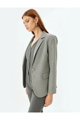 Koton Blazer Ceket Kruvaze Kapaklı Cep Detaylı