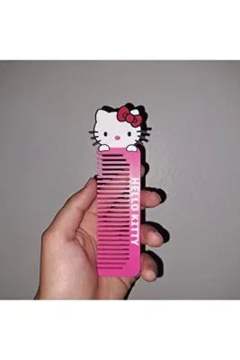 Genel Markalar Hello Kitty Figürlü Pembe Saç Tarağı - 15 cm Çanta Boyu Özel Tasarım 3D Baskı Tarak
